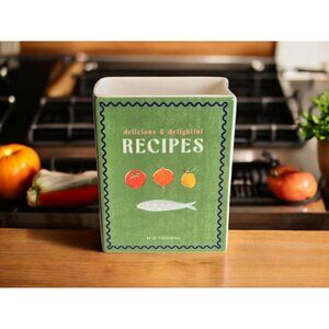 New Green & Blue Delicious Recipes Book Country Italy Kitchen Utensil Holder